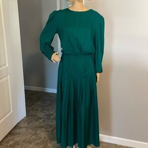 Marie St. Clair Vintage 80’s  Teal Long Sleeve Dress